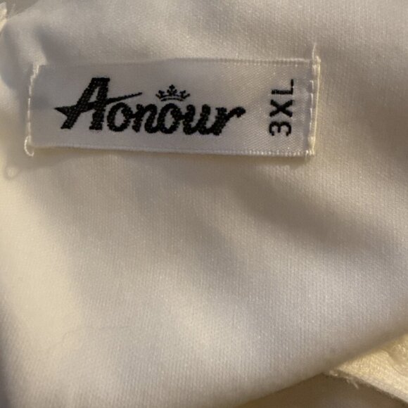 ANAOUR White Lace 3/4 Sleeved Knee-Length Dress SiZ 3XL Feminine Stretchy Luxury - Picture 5 of 6